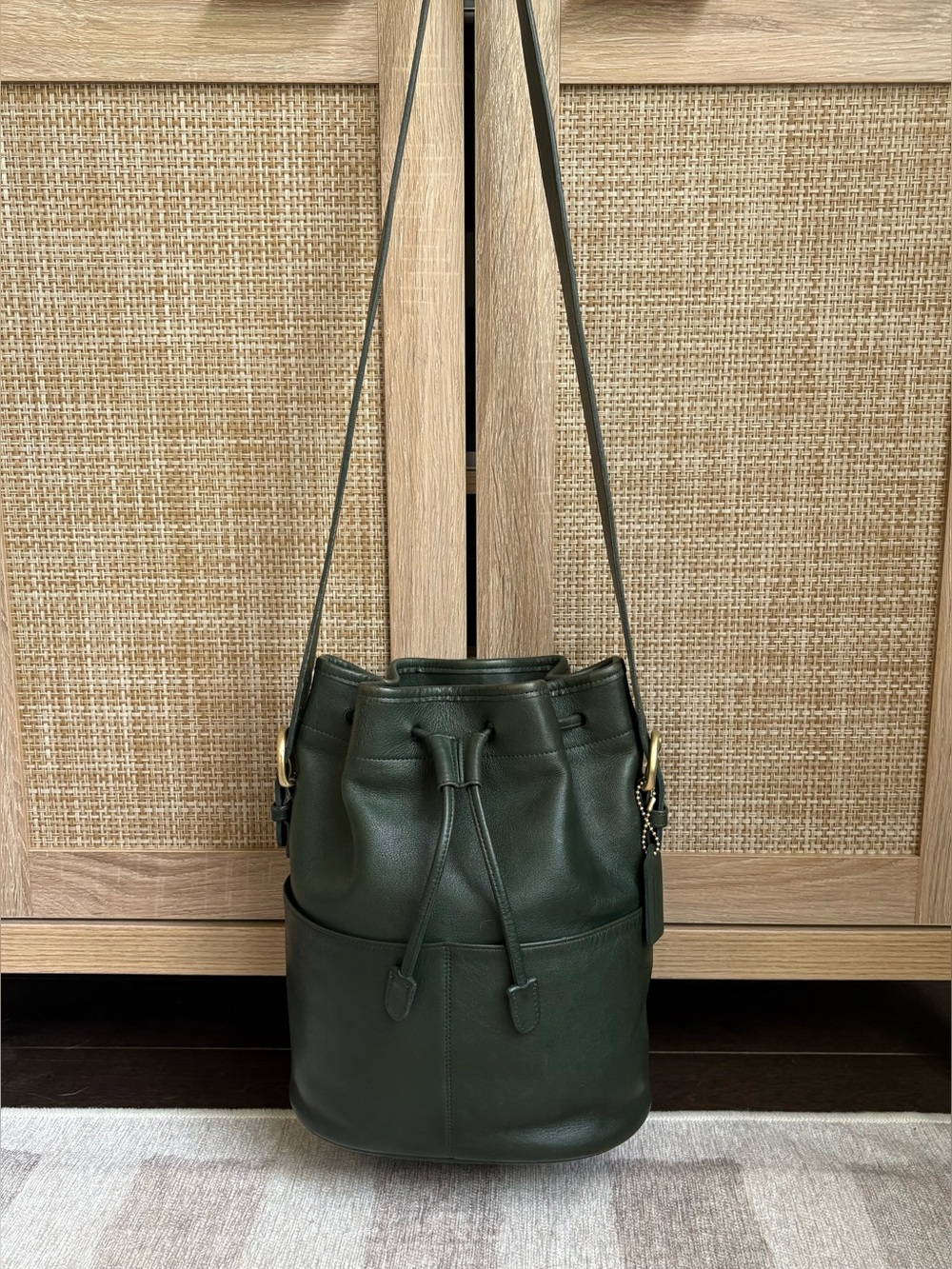 COACH Vintage Thompson Drawstring Bottle Green Bucket Bag Shoulder Bag 4151 - Picture 9 of 13
